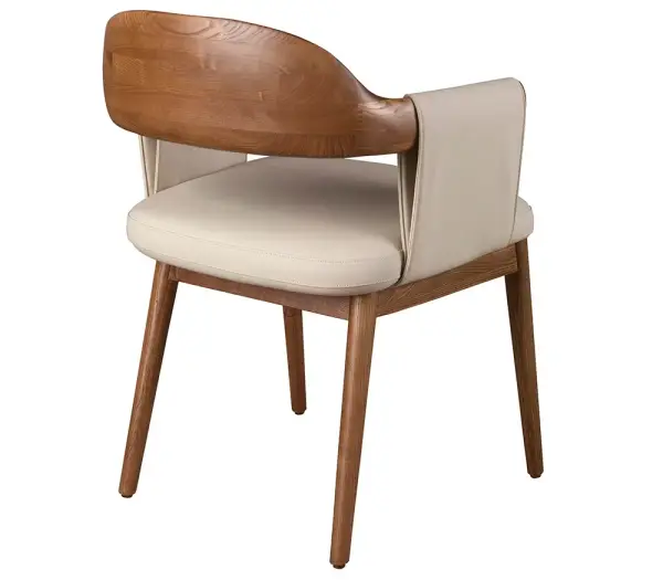 Sillón nogal y polipiel crema Olvena