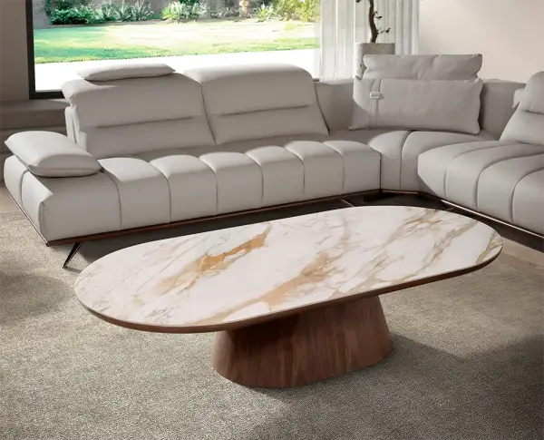 Mesa de centro grande nogal y porcelánico Alhena