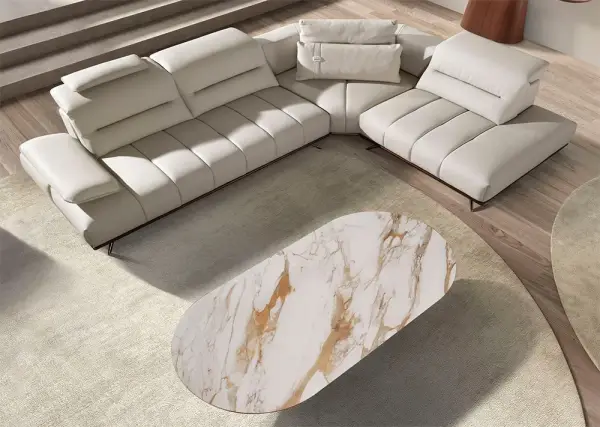 Mesa de centro grande nogal y porcelánico Alhena