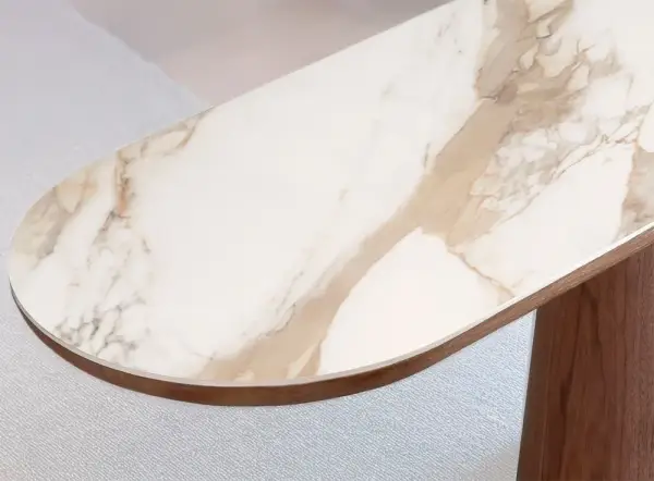 Consola curva nogal y porcelánico Alhena