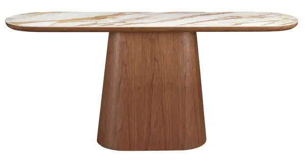 Consola curva nogal y porcelánico Alhena