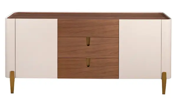 Aparador 3 cajones beige y nogal Mirella