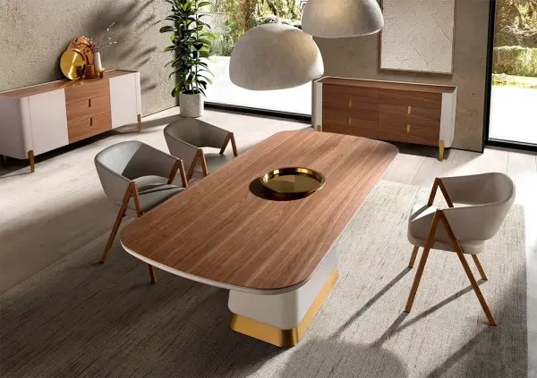 Aparador 3 cajones beige y nogal Mirella