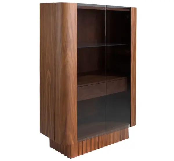 Vitrina curva nogal con luz LED Dorven