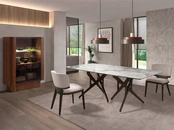 Vitrina curva nogal con luz LED Dorven