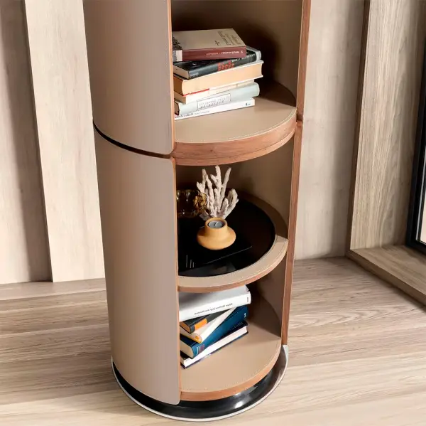 Librería curva nogal y polipiel visón Lunaris