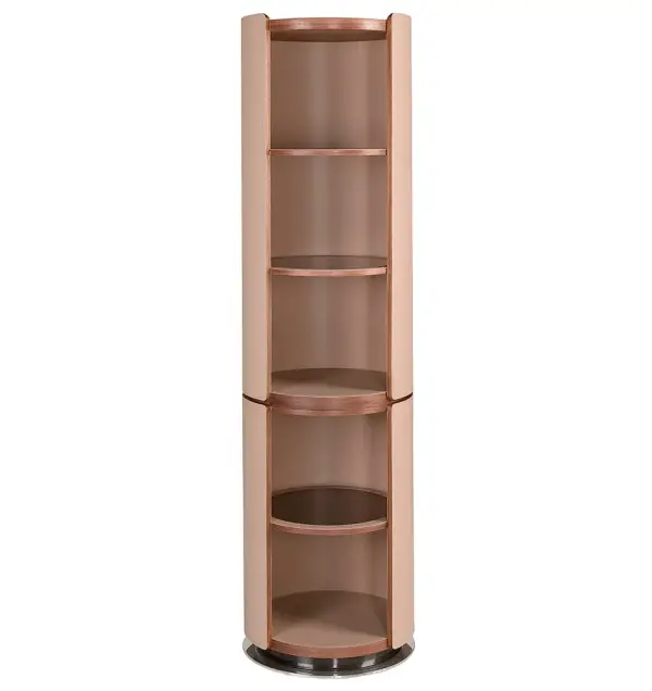 Librería curva nogal y polipiel visón Lunaris