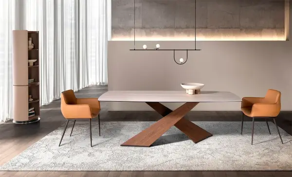 Librería curva nogal y polipiel visón Lunaris