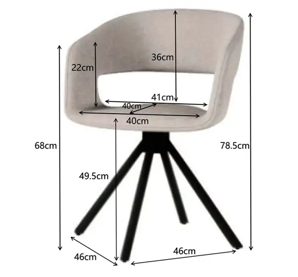 Silla giratoria tapizada beige Kora