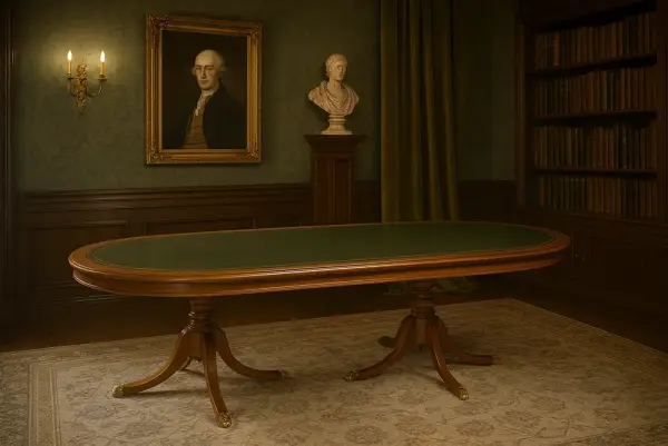 Mesa de juntas doble pedestal ovalada clásica