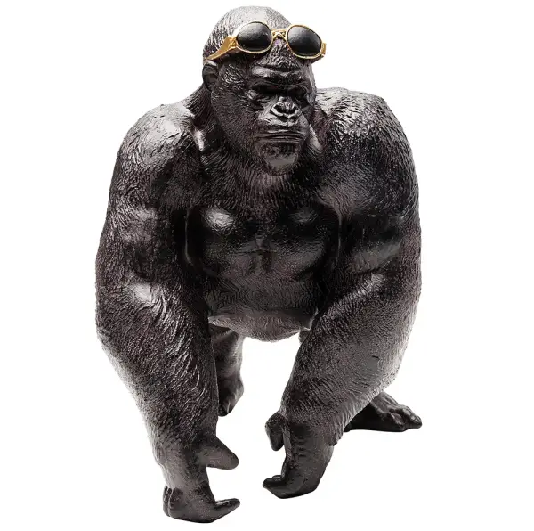 Figura decorativa negro y dorado Gorila