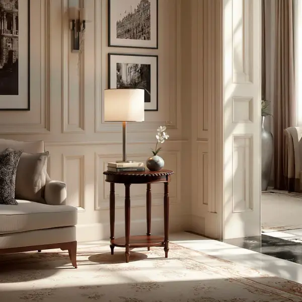 Mesa auxiliar oval clásica Chippendale