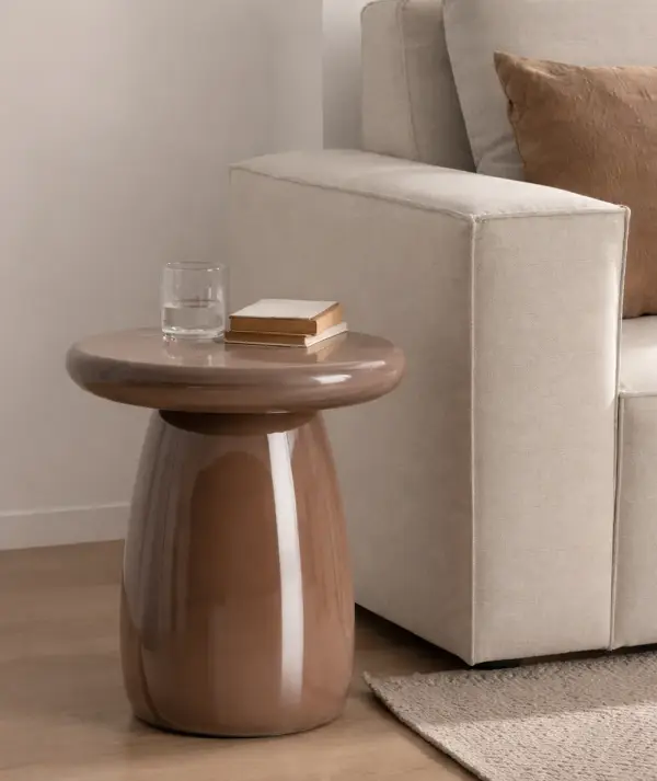 Mesa auxiliar Meres redonda marsala alto brillo