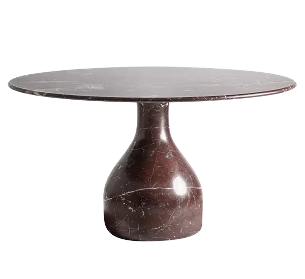 Mesa de comedor redonda de marmol burdeos brillo Bourg