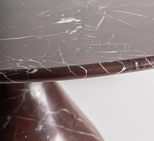 Mesa de comedor redonda de marmol burdeos brillo Bourg