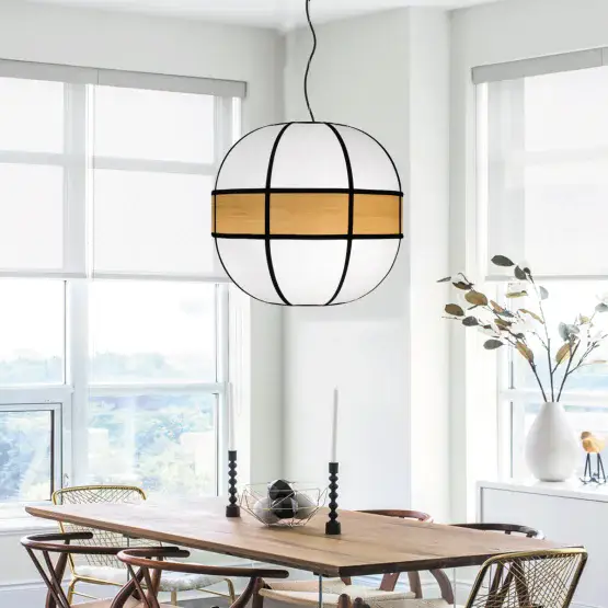 Lámpara de techo tejido y madera Romo