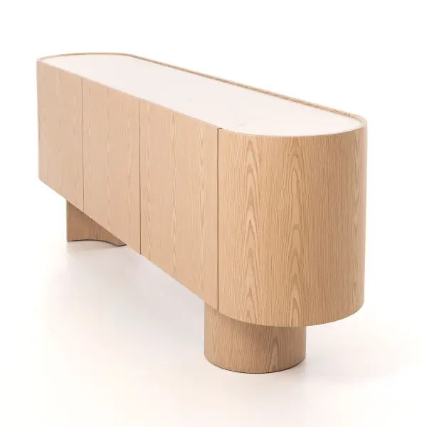 Aparador en madera de roble y tapa porcelánica Irina