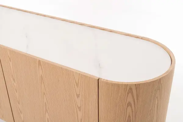 Aparador en madera de roble y tapa porcelánica Irina