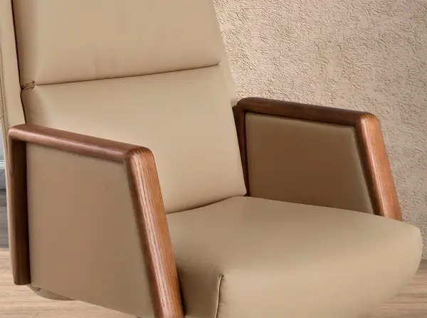 Sillón de despacho regulable nogal y polipiel visón