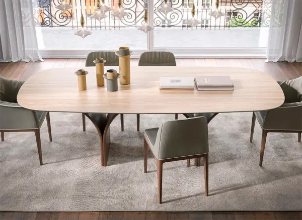 Mesa de comedor porcelánico y nogal Arco Tonin Casa