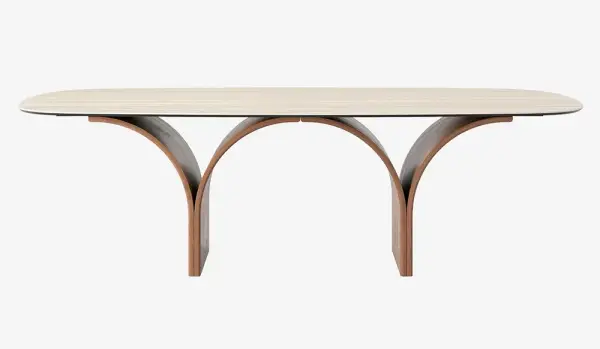 Mesa de comedor porcelánico y nogal Arco Tonin Casa