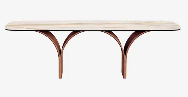 Mesa de comedor porcelánico y nogal Arco Tonin Casa