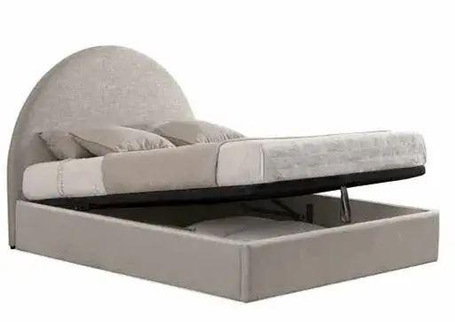 Cama con canapé tapizada media luna