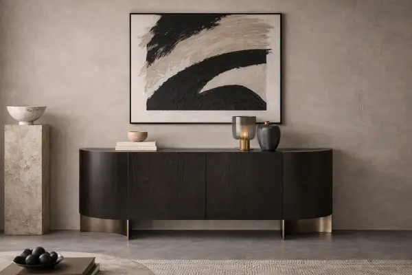 Aparador roble y metal curvo Neuvic