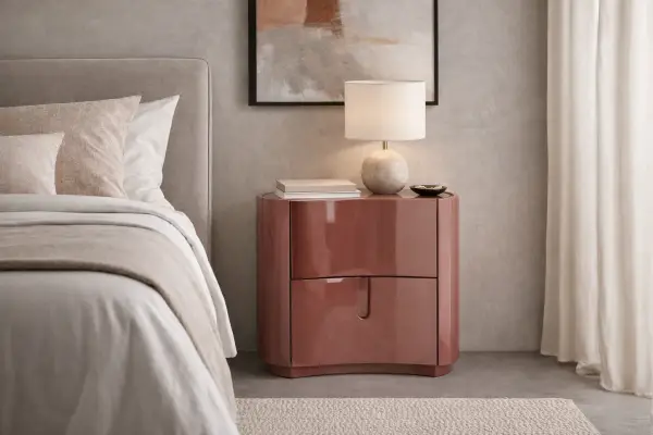 Mesa de noche curva terracota brillo Rubra