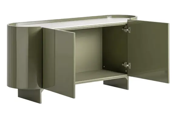 Aparador curvo verde brillo Stage