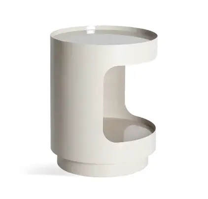 Mesa de noche redonda metalica blanca Mist