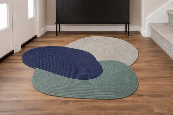 Alfombra orgánica azul verde y gris Pebble