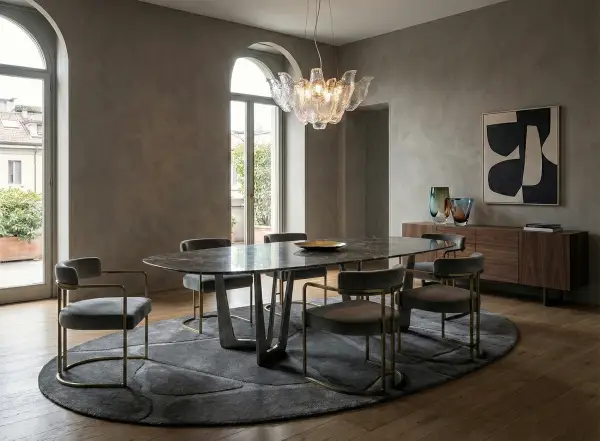 Alfombra oval Turtle gris oscura