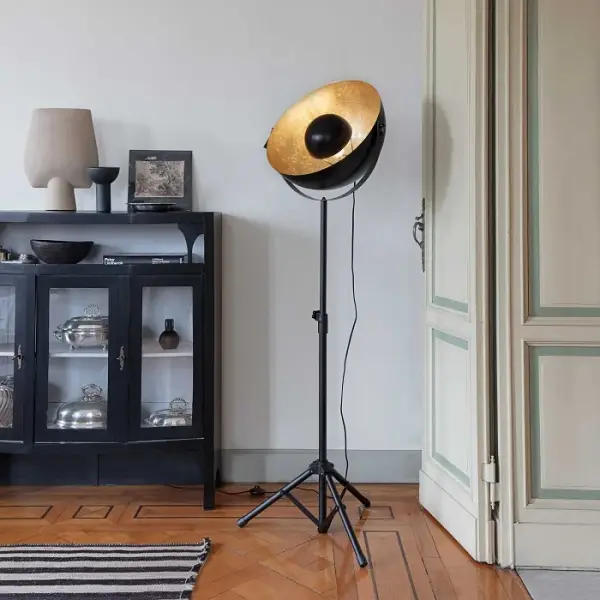 Lámpara de pie foglia oro metal