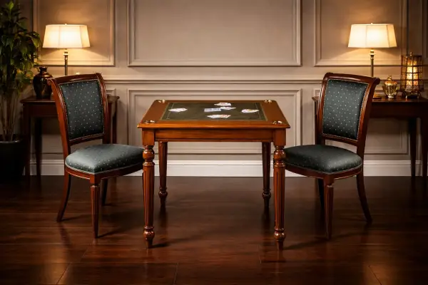 Mesa de Juegos cuadrada clásica con tapa de piel