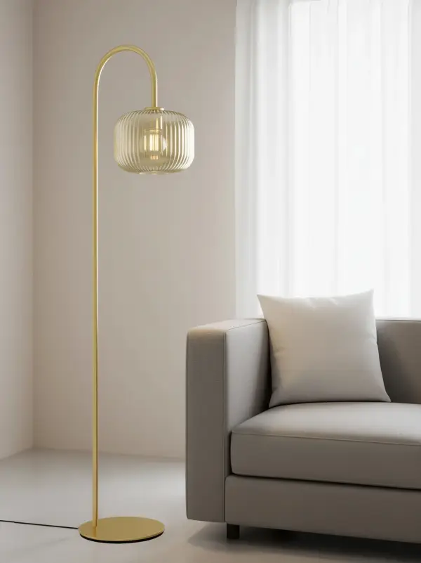 Lámpara de pie Imperia oro acero
