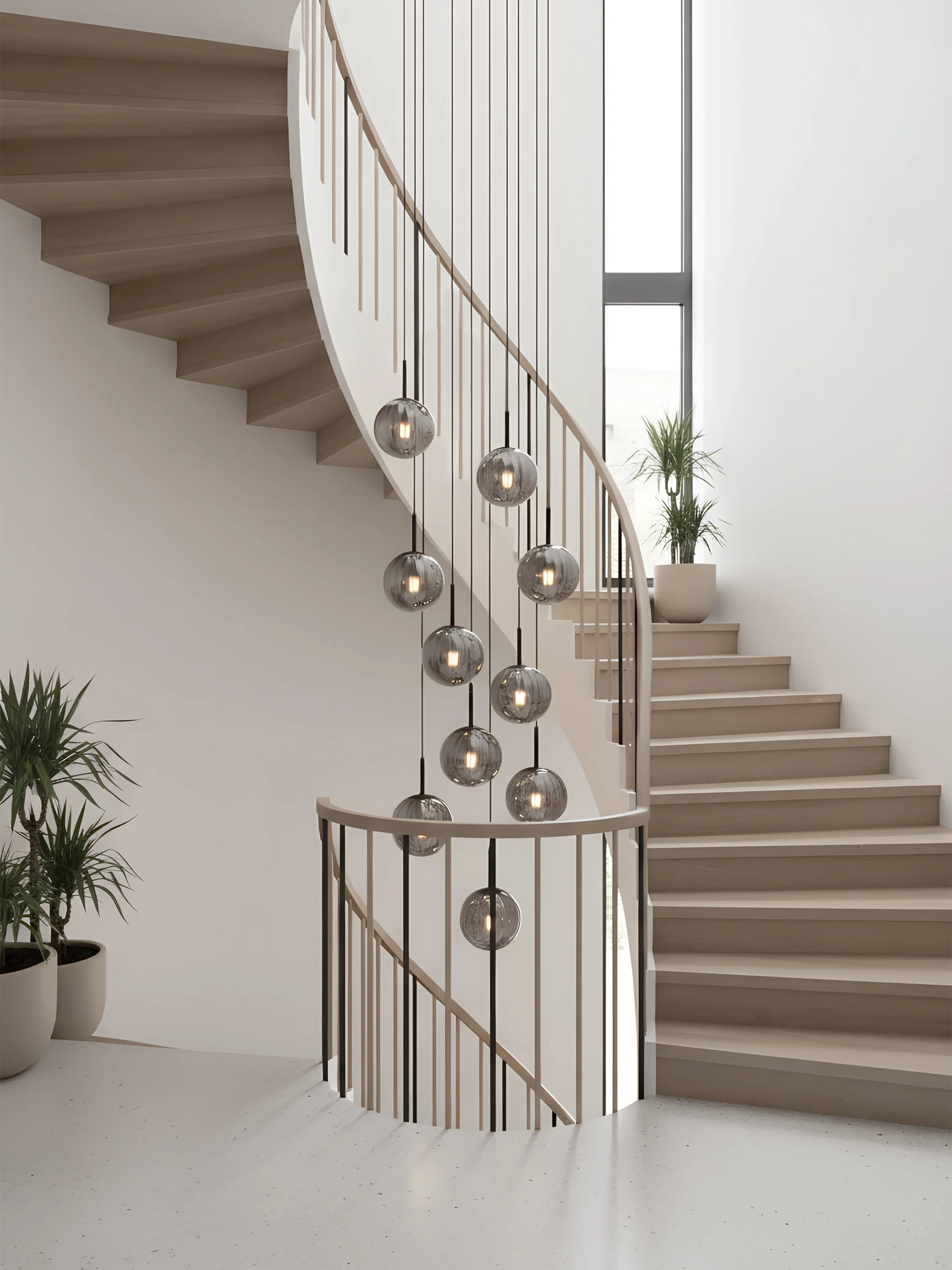 Lámpara colgante techo hall 10 tulipas