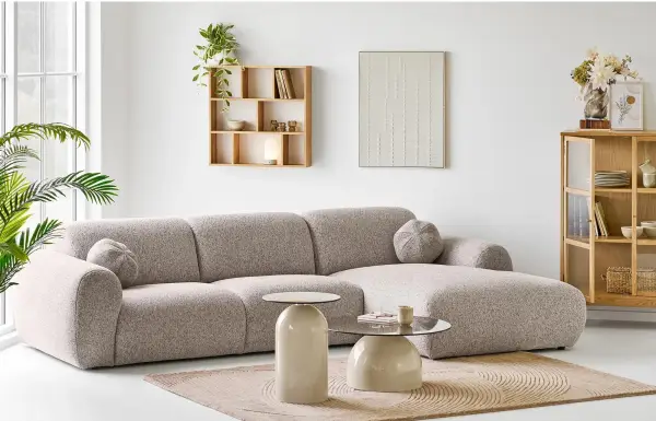 Sofá con chaise lounge modular Clyde gris