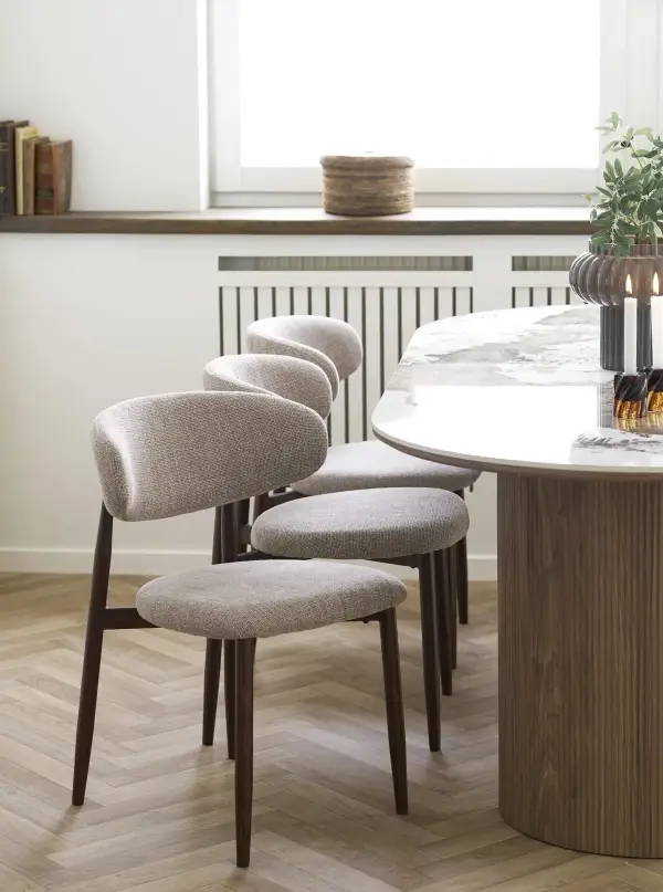 Mesa de comedor Atenas cerámica blanca y marrón