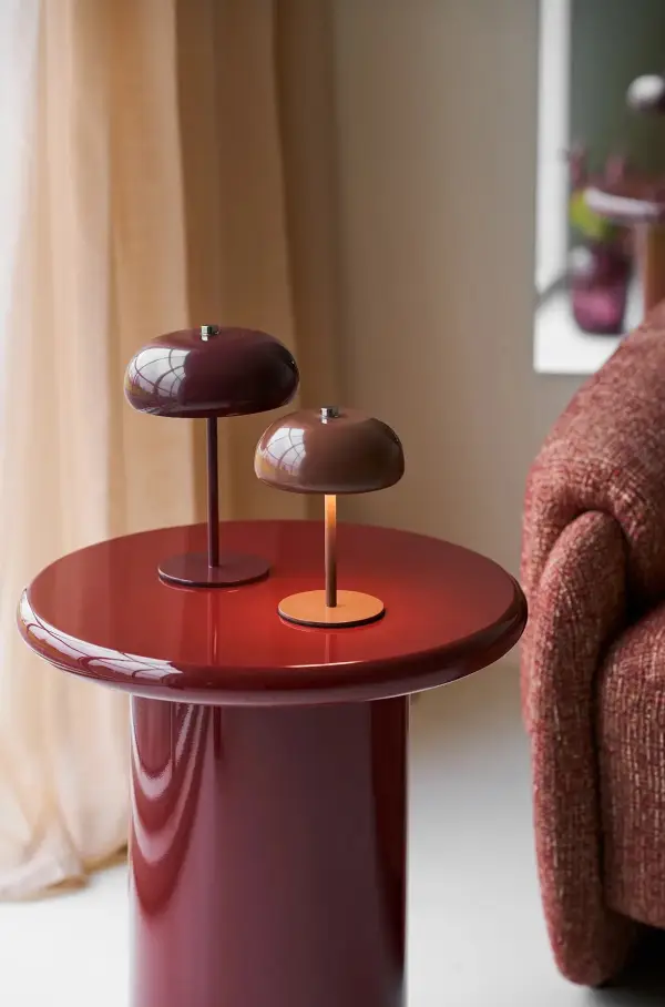 Mesa auxiliar redonda madera DM burdeos