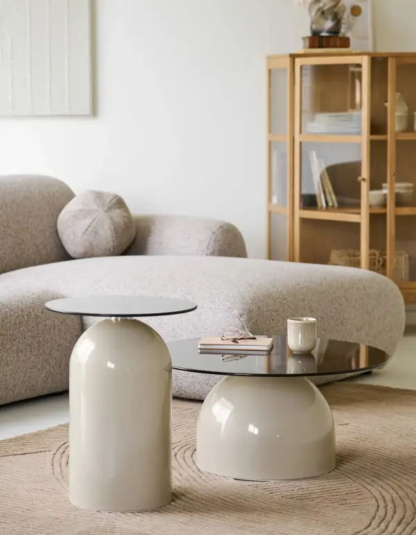 Mesa auxiliar Ravello redonda metal beige