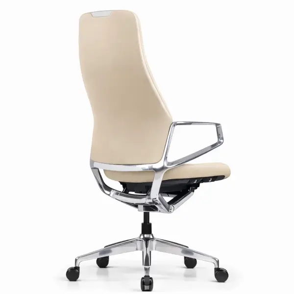 Sillón despacho giratorio beige piel sintética