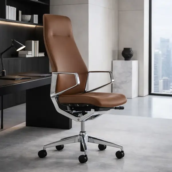 Sillón despacho giratorio camel piel sintética