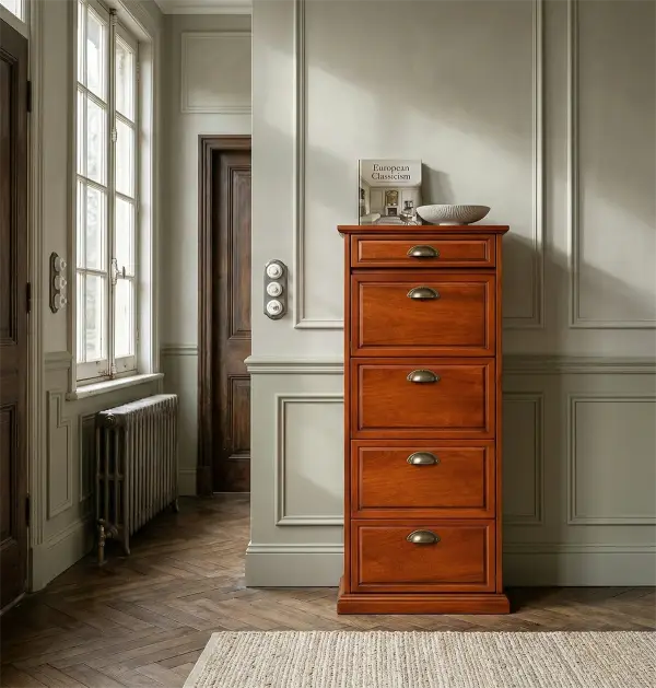 Zapatero vertical cerezo 4 gabetas y 1 cajón Mia