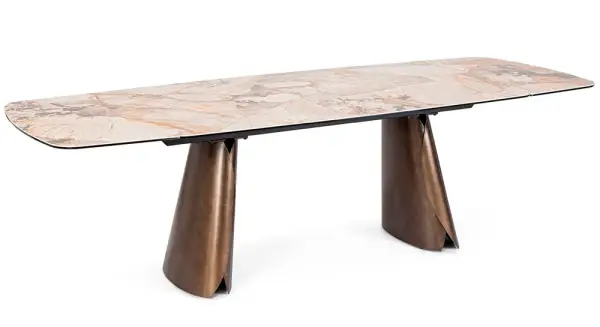 Mesa de comedor extensible porcelánico y metal Patagonia