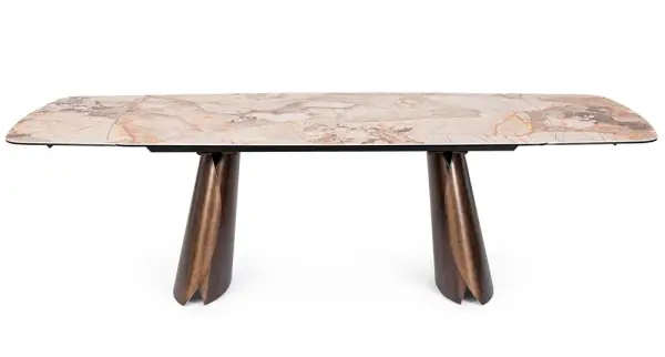 Mesa de comedor extensible porcelánico y metal Patagonia