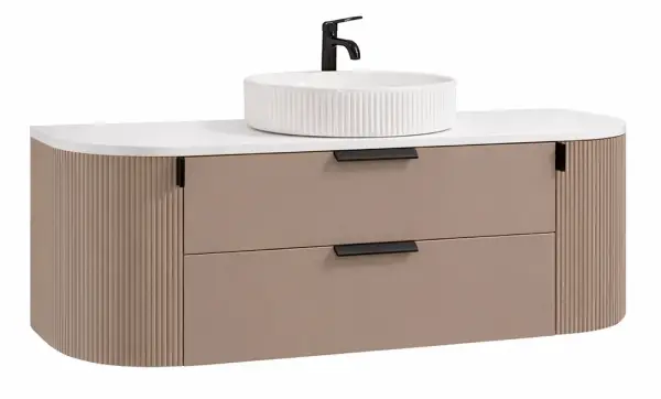 Mueble de baño curvo lacado con lavabo y grifo Flute