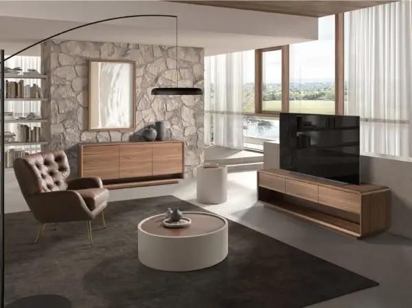 Mesa centro redonda nogal Nébula