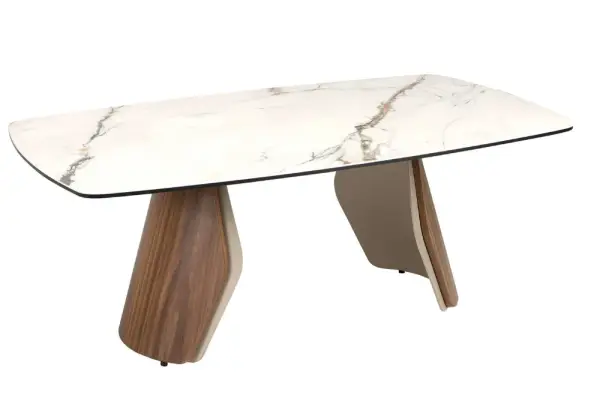 Mesa centro ovalada barril porcelánico Luxe