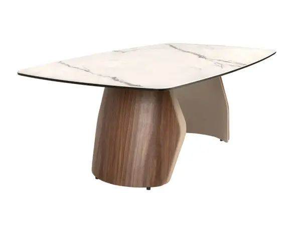 Mesa centro ovalada barril porcelánico Luxe